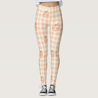 Perzikkleurige Micro Gingham Athleisure Broek Leggings