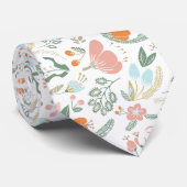 Perzikkleurige pastel bloemenweide zomerpatroon stropdas (Opgerold)