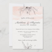 Perzikkleurige roemeense elegante bruiloft kaart (Voorkant)