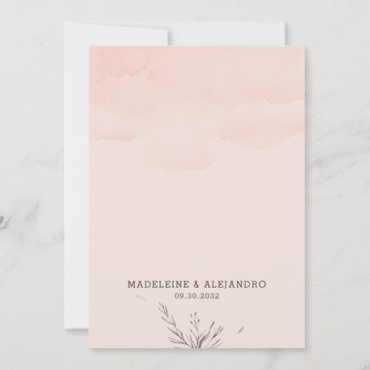 Perzikkleurige roemeense elegante bruiloft kaart (Achterkant)