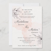 Perzikkleurige roemeense elegante bruiloft kaart (Voorkant)