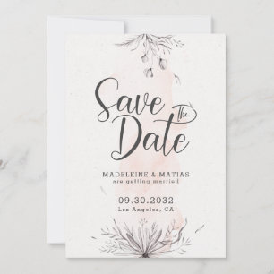 Perzikkleurige roemeense elegante bruiloft save the date