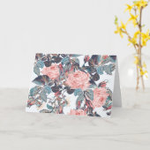 perzikkleurige rozen verjaardag kaart (Gele Bloem)