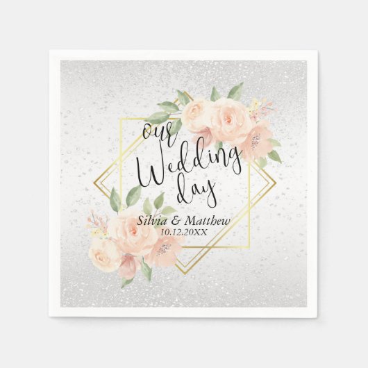 Perzikkleurige Waterverf Servet (Voorkant)