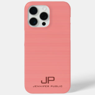 Perzikkleurtonen Elegante Moderne Monogramnaam iPhone 15 Pro Max Hoesje