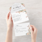 Perzikkoraal Botanische bruiloft van RSVP All In One Uitnodiging (Afscheurbaar)