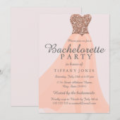 Perzikkoraal Glitter Dress Bachelorette nodigt uit Kaart (Voorkant / Achterkant)