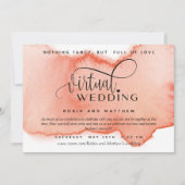 Perzikkoraal Waterverf, online virtueel huwelijk Kaart (Voorkant)