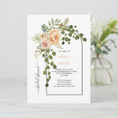 Perzikkoraalbloemen, bruiloft, bridale douche kaart (Staand voorkant)