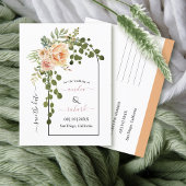 Perzikkoraalbloemen bruiloft Sparen de Datum Briefkaart