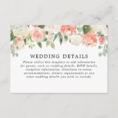 Perzikkoraalgroenbruinzomer huwelijksgegevens informatiekaartje (Voorkant)