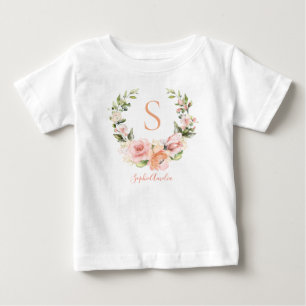 Perzikkoraalroze krans met gepersonaliseerde baby