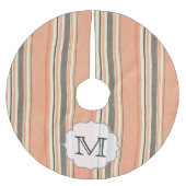 Perzikkoraalstrips Monogram Initiaal Kerstboom Rok (Voorkant)