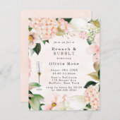 Perzikkream Hydrangeas Brunch & Bubable Invite Kaart (Voorkant / Achterkant)