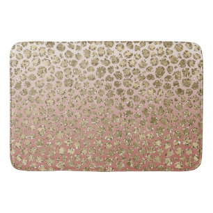 Perzikkream Ombre Gold Glitter Leopard Print Badmat