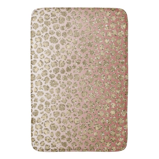 Perzikkream Ombre Gold Glitter Leopard Print Badmat (Voorkant Verticaal)