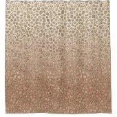 Perzikkream Ombre Gold Glitter Leopard Print    Douchegordijn (Voorkant)