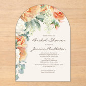 Perzikkreem Floral Eucalyptus Vrijgezellenfeest Acryl Uitnodigingen (Voorkant)