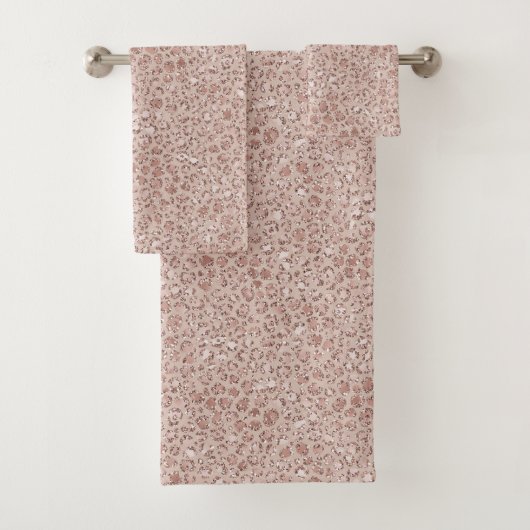 Perzikkrem Blush leopard Print Glitter Bad Handdoek (Insitu)