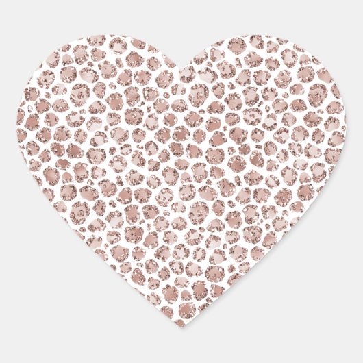 Perzikkrem Blush leopard Print Glitter Hart Sticker (Voorkant)