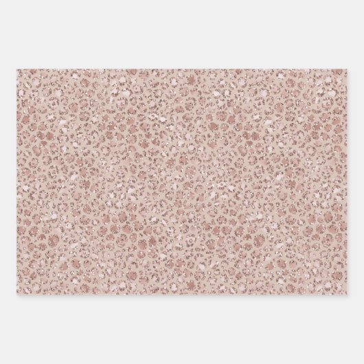 Perzikkrem Blush leopard Print Glitter Inpakpapier Vel (Voorkant)