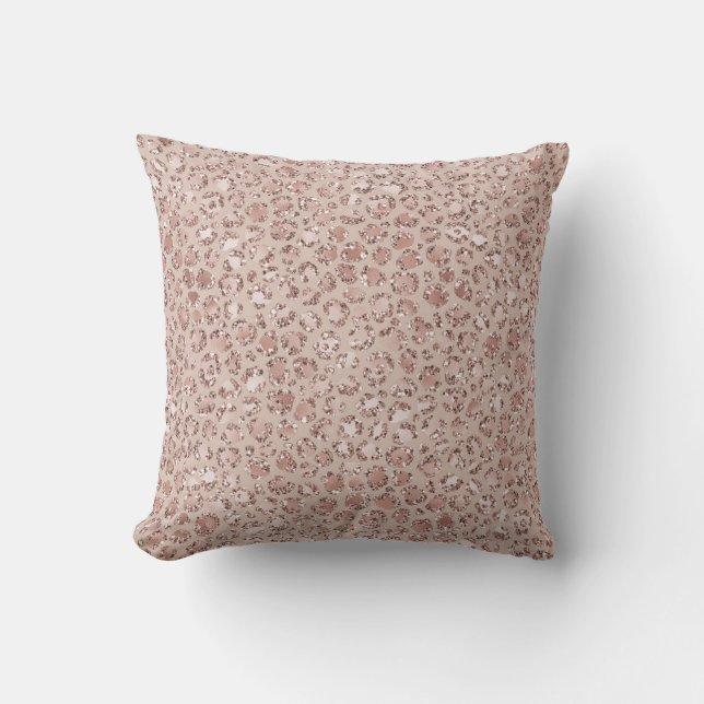 Perzikkrem Blush leopard Print Glitter            Kussen (Voorkant)