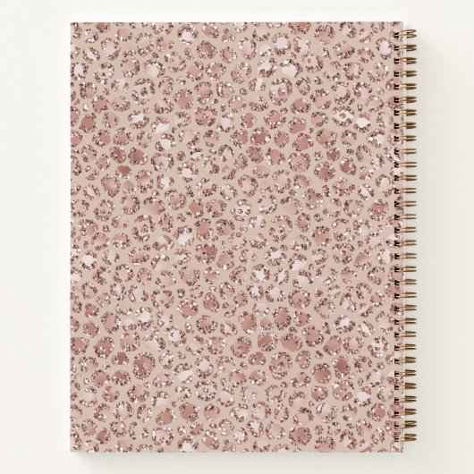 Perzikkrem Blush leopard Print Glitter Notitieboek (Achterkant)
