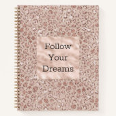 Perzikkrem Blush leopard Print Glitter Notitieboek (Voorkant)
