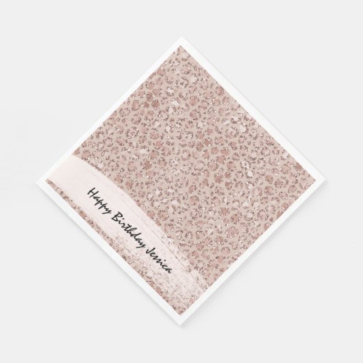 Perzikkrem Blush leopard Print Glitter Servet (Hoek)