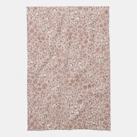 Perzikkrem Blush leopard Print Glitter Theedoek (Verticaal)