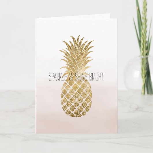 Perzikkrem Glitter Glitzy Pineapple Sparkle Kaart (Voorkant)