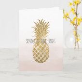Perzikkrem Glitter Glitzy Pineapple Sparkle Kaart (Gele Bloem)