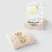 Perzikkrem Glitter Glitzy Pineapple Sparkle       Stenen Onderzetter (Zijkant)