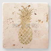 Perzikkrem Glitter Glitzy Pineapple Sparkle       Stenen Onderzetter (Voorkant)
