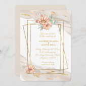 Perzikmarmer met gouden enkels en peach-actus kaart (Voorkant / Achterkant)