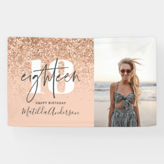 Perzikmeisjes moderne glitterschil 18-jarig decor spandoek