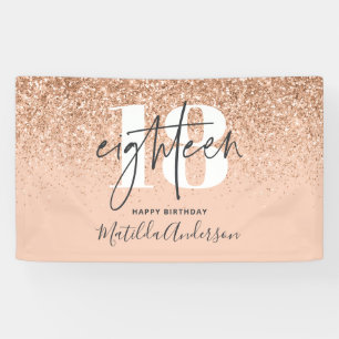 Perzikmeisjes moderne glitterschil 18-jarig decor spandoek