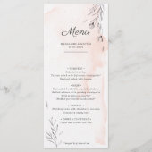 Perzikmenu en grijze botanische romantische bruilo menu (Voorkant)