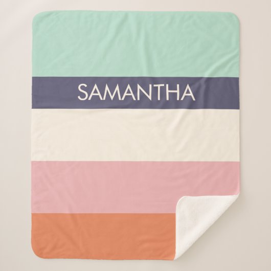Perzikmint Moderne kleurenblokken Stripes personal Sherpa Deken (Voorkant)