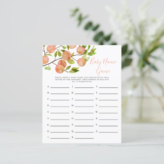 Perziknaam Baby Shower Game (Staand voorkant)
