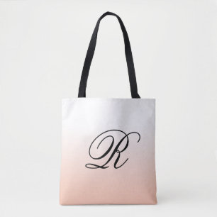 Perzikombre boven elke kleur met monogram tote bag