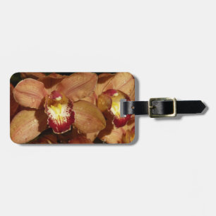 Perzikorchideeën met regendruppels bagagelabel