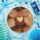 Perzikorchideeën met regendruppels papieren bordje (Feest)