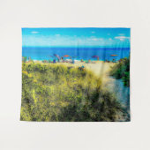 Perzikparaplu's langs de oceaan wandkleed (Voorkant (horizontaal))