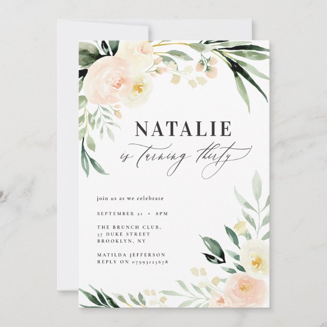 Perzikpartij waterverf 30e verjaardag (Voorkant)