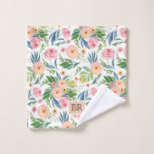 Perzikpatroon en roze pinda's bad handdoek (Wasdoekje)