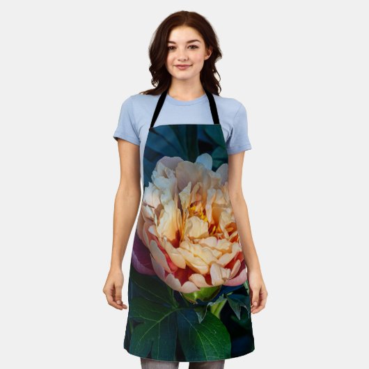 Perzikpioen: Delicate Bloesem Bloemen Schort (Gedragen)