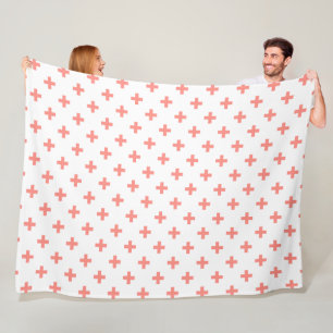 Perzikpolka kruist wit fleece deken