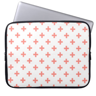 Perzikpolka kruist wit laptop sleeve