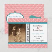 Perzikpunt sparen de datum Briefkaart Sjabloon (Voorkant / Achterkant)